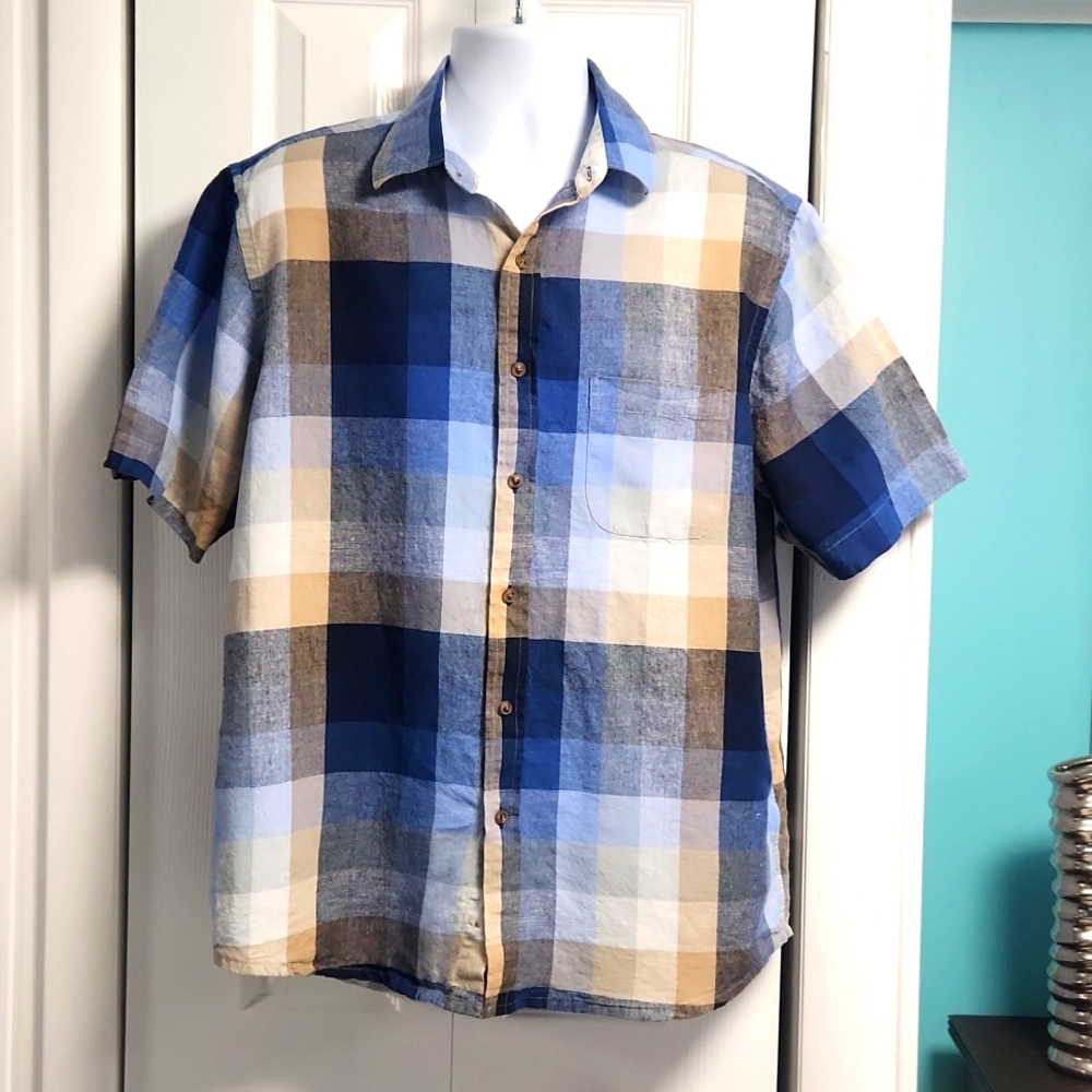 Men's Tasso Elba Island SS Button Down Shirt Large